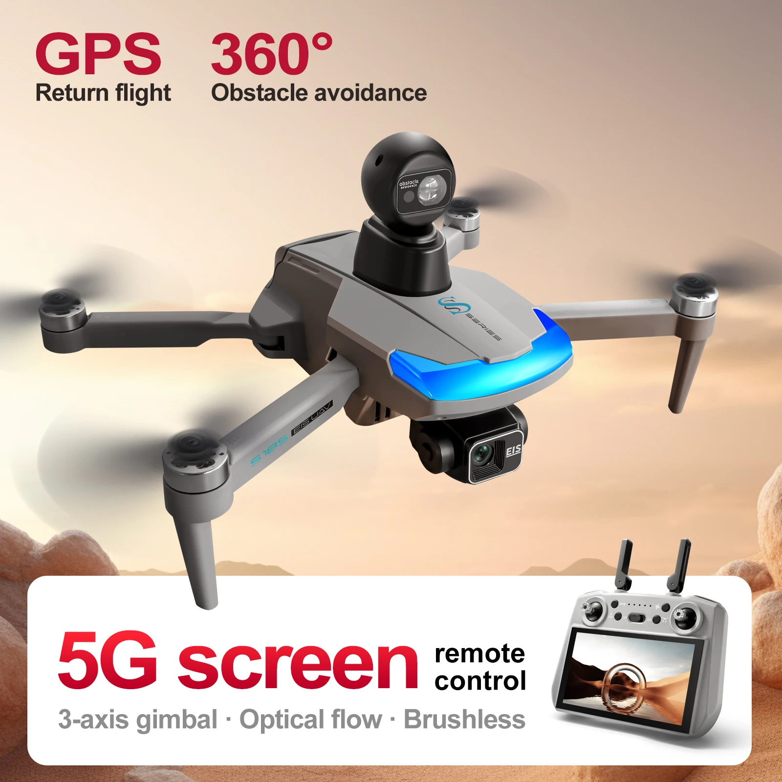 Drone Gimbal 3 Axis - طائرة بدون طيار احترافية S185 كاميرا