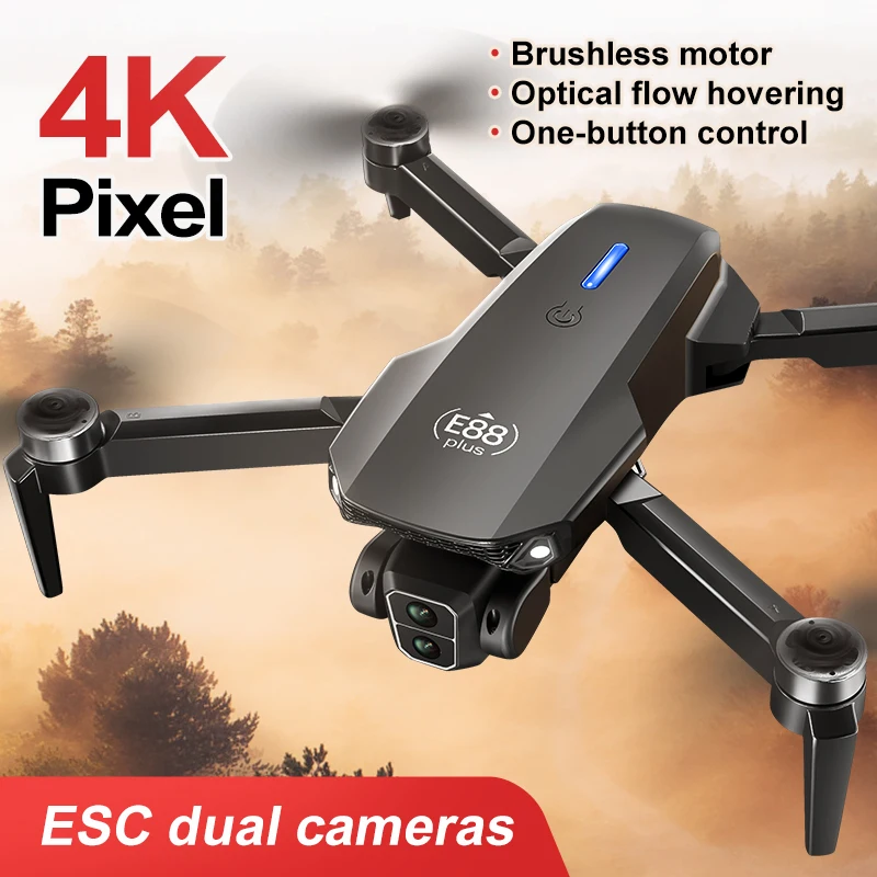 طائرة بدون طيار E88 Plus Quadc - مراجعة Drone Gimbal Brushless وسعره